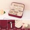 Travel Jewelry Storage, PU Leather Portable Jewelry Case, Small Jewelry Boxes for Gifts, Travel Jewelry Organizer for Women Rings Earrings Necklaces Bracelets (Wine Red)